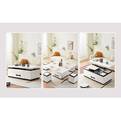 センターテーブル 昇降式 昇降テーブル ホワイト 幅120ⅽm 引き出し 収納付き hx-1578