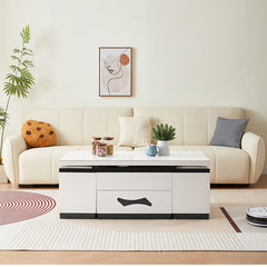 センターテーブル 昇降式 昇降テーブル ホワイト 幅120ⅽm 引き出し 収納付き hx-1578