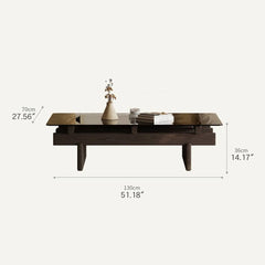 無垢材と強化ガラスの高級デザインセンターテーブル hxj-2725