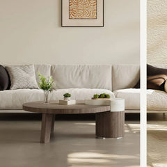 モダンデザインの多層板製センターテーブル - スタイリッシュなステンレスアクセント付き hxj-2730