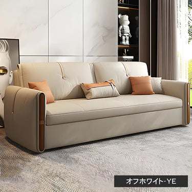 ソファーベッド 収納付き 2人 3人掛け ローソファ フロアソファ エアレザー 無垢材 hyt-1237
