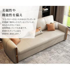 ソファーベッド 収納付き 2人 3人掛け ローソファ フロアソファ エアレザー 無垢材 hyt-1237