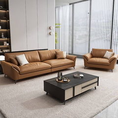 ソファ オレンジ 幅165cm 213cm 二人掛けソファ 三人掛けソファ 合成革 ローソファ hzh-1356