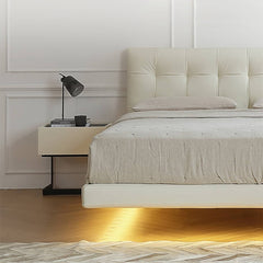 ベッド 幅243cm ライト ブラウンパイン材 レザー スチール 高級感 my-376