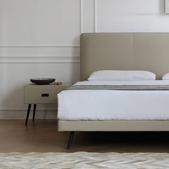 ベッド 幅211cm グレー パイン材 高級 my-379