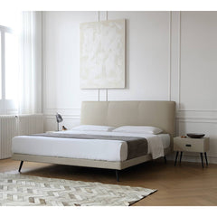 ベッド 幅211cm グレー パイン材 高級 my-379