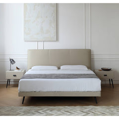 ベッド 幅211cm グレー パイン材 高級 my-379