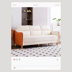 高級感溢れる木製フレームと合皮素材のソファー qm-16