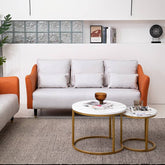 高品質木製フレーム&エアレザー製ソファー 快適な綿クッション搭載 qm-8