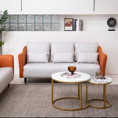 高品質木製フレーム&エアレザー製ソファー 快適な綿クッション搭載 qm-8