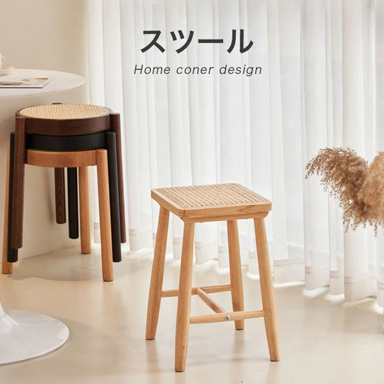 ラタン素材の北欧風スツール|軽量スタッキングチェアでおしゃれなインテリアに最適 sx-793