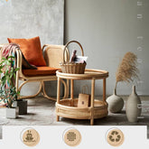 サイドテーブル 直径55cm 籐製 テーブル リビング tzm-529