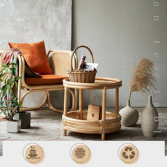 サイドテーブル 直径55cm 籐製 テーブル リビング tzm-529