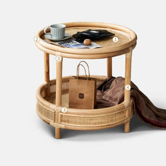 サイドテーブル 直径55cm 籐製 テーブル リビング tzm-529