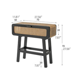 ナイトテーブル 幅70cm ラタン テーブル おしゃれ tzm-537