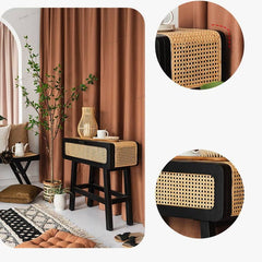 ナイトテーブル 幅70cm ラタン テーブル おしゃれ tzm-537