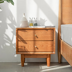 ナイトテーブル 幅45cm 引き出し2杯 おしゃれ ナチュラル サイドテーブル xbjj-glctg-cherry