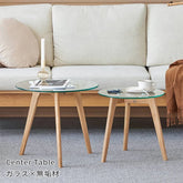 オーク材と強化ガラスのモダンセンターテーブルセット - 高級感あふれるデザイン家具 ysys-a1186-table