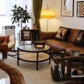 センターテーブル 幅80cm チェリー材 ガラス ラタン 高級感 yw-169