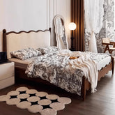 ベッド ベッドフレーム ダブルベッド 幅157cm 187cmブラウン おしゃれ 高級感 yw-205