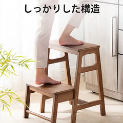 ステップチェア 折りたたみ 踏み台 脚立 竹製 2段 ステップスツール zt-163