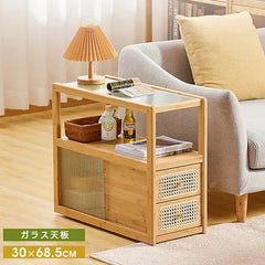 キャビネット 引き出し ガラス 竹 収納家具 おしゃれ 大容量収納 zt-564