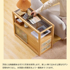 キャビネット 引き出し ガラス 竹 収納家具 おしゃれ 大容量収納 zt-564