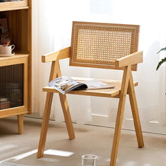チェア 肘掛け 木目調 スツール ラタン おしゃれ イス 通気性 椅子 zt-974