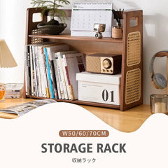 卓上ラック 卓上 本棚 ラタン 収納 おしゃれ 通気性 zt-976