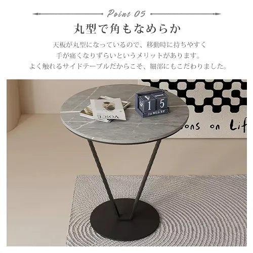 サイドテーブル セラミック 大理石風 モダン ローテーブル リビング ary-344