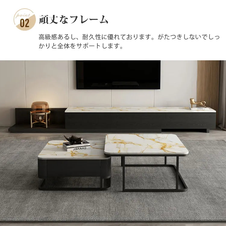 センターテーブル セラミック せット 石目調 高級感 サイドテーブル リビング ary-755