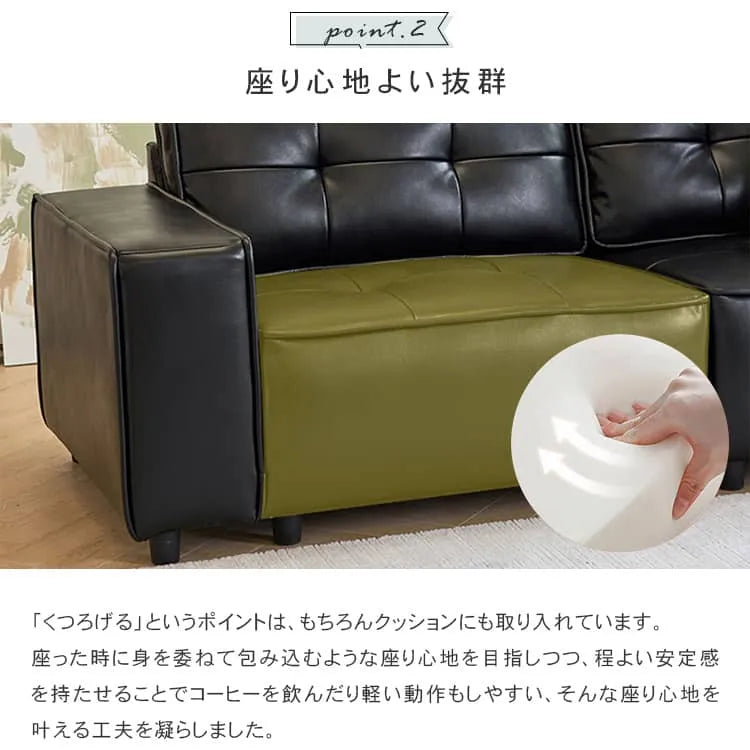 ソファー 3人掛け 北欧 ブラック 黒 合皮 ウレタン おしゃれ モダン 組み立て簡単 dlo-055