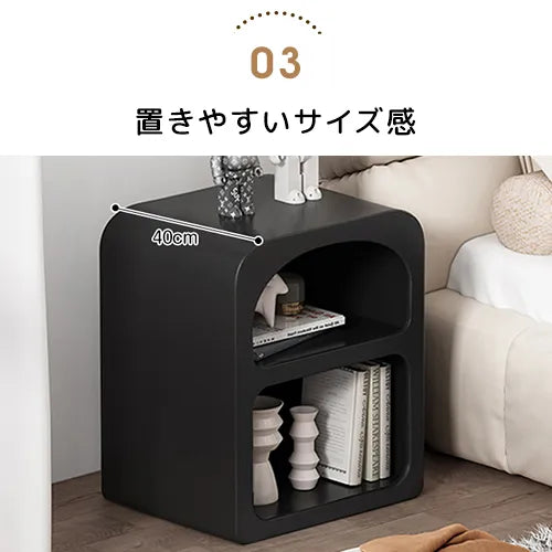 モダンデザインのホワイトナイトテーブル｜おしゃれで機能的な収納スペース完備 fcwz-2362