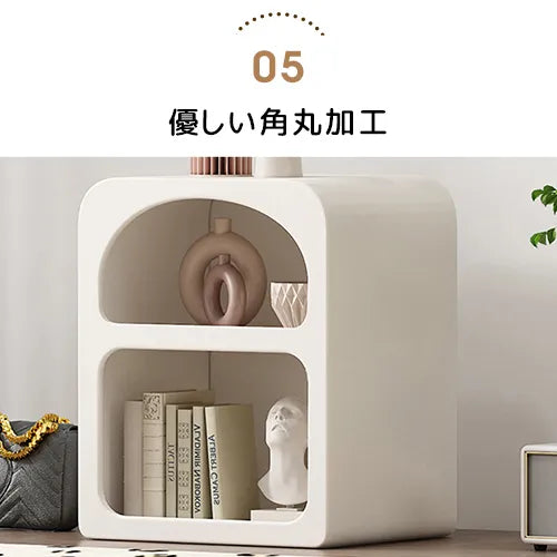 モダンデザインのホワイトナイトテーブル｜おしゃれで機能的な収納スペース完備 fcwz-2362