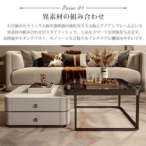 センターテーブル 引き出し付き 高級感 モダン ローテーブル おしゃれ fel-3060