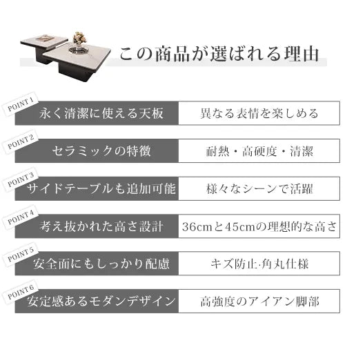 センターテーブル セラミック 白 黒 モダン ローテーブル おしゃれ fel-3067
