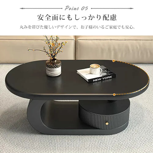 センターテーブル 引き出し 楕円形 北欧 ローテーブル おしゃれ fel-3425