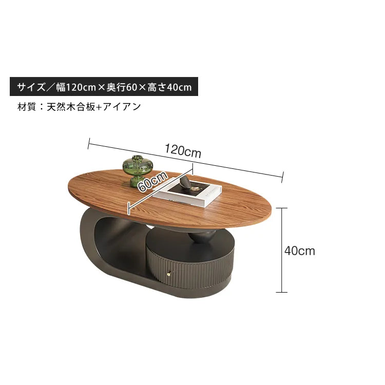 センターテーブル 引き出し 楕円 レトロ ローテーブル おしゃれ fel-3432