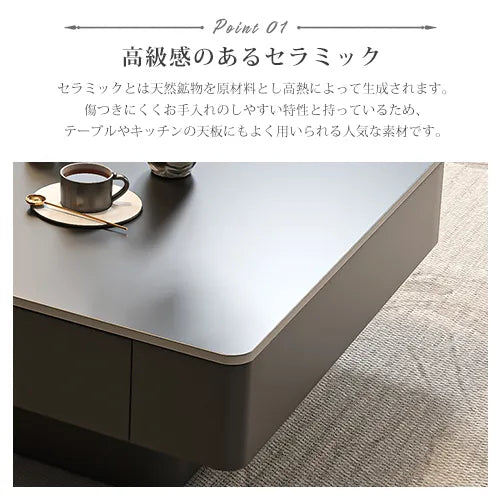 センターテーブル 高級感 セラミック 幅70cm 80cm ローテーブル おしゃれ fel-3434