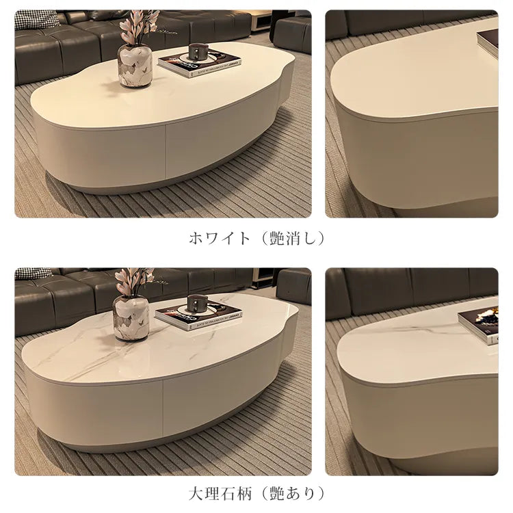 センターテーブル 白 北欧風 セラミック ローテーブル ブラック 黒 北欧 引き出し収納付き コーヒーテーブル かわいい fel-3632