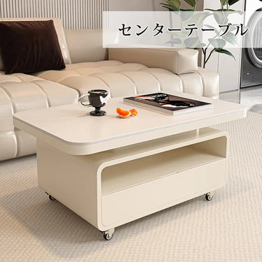 センターテーブル セラミック 幅80cm ローテーブル 120cm キャスター ホワイト 大理石風 引き出し収納付き fel-6302-1