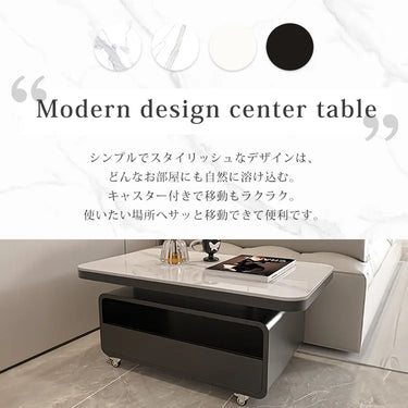 センターテーブル セラミック 幅80cm ローテーブル 120cm キャスター ホワイト 大理石風 引き出し収納付き fel-6302-2