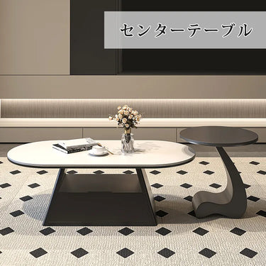 ローテーブル セラミック 白 センターテーブル 北欧風 収納付き 大理石柄 リビングテーブル 丸 130cm おしゃれ fel-6305