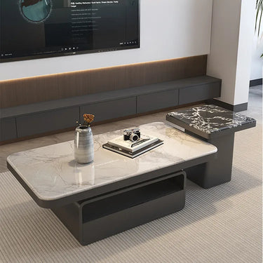 センターテーブル 大理石風 ローテーブル 100cm 120cm 微結晶石 長方形 スタイリッシュ 引き出し収納 ホワイト 艶 コーヒー fel-6307