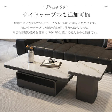 センターテーブル セラミック テーブル ホワイト 大理石風 収納 引き出し 幅100cm サイドテーブル 白 リビングテーブル fel-6308
