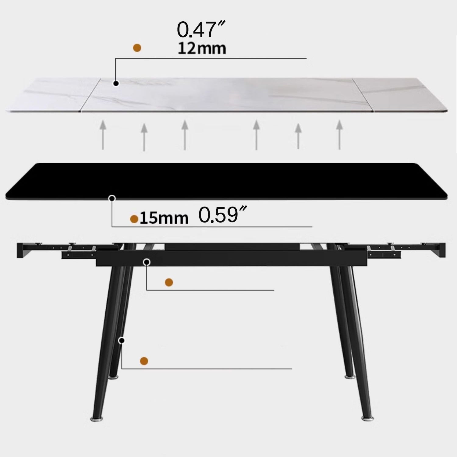 ダイニングテーブル 伸縮式 セラミックテーブル ホワイト グレー ブラック 幅120-180cm 幅140-200cm fmbs-011