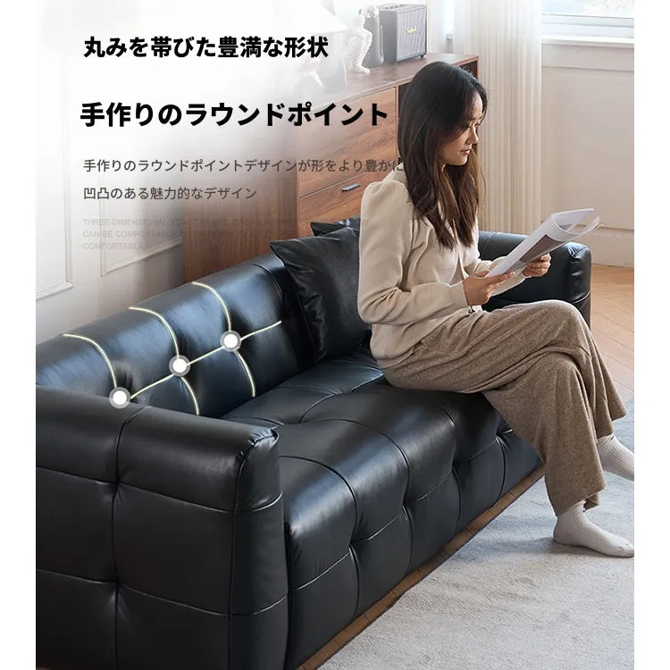 ソファー ソファ 2人掛け 3人掛け 北欧 モダン レトロ ローソファー 合皮 レザー調 高反発 木製フレーム ブラック 高級感 おしゃれ ワイド 応接用 来客用 リビング fmdgz-3722