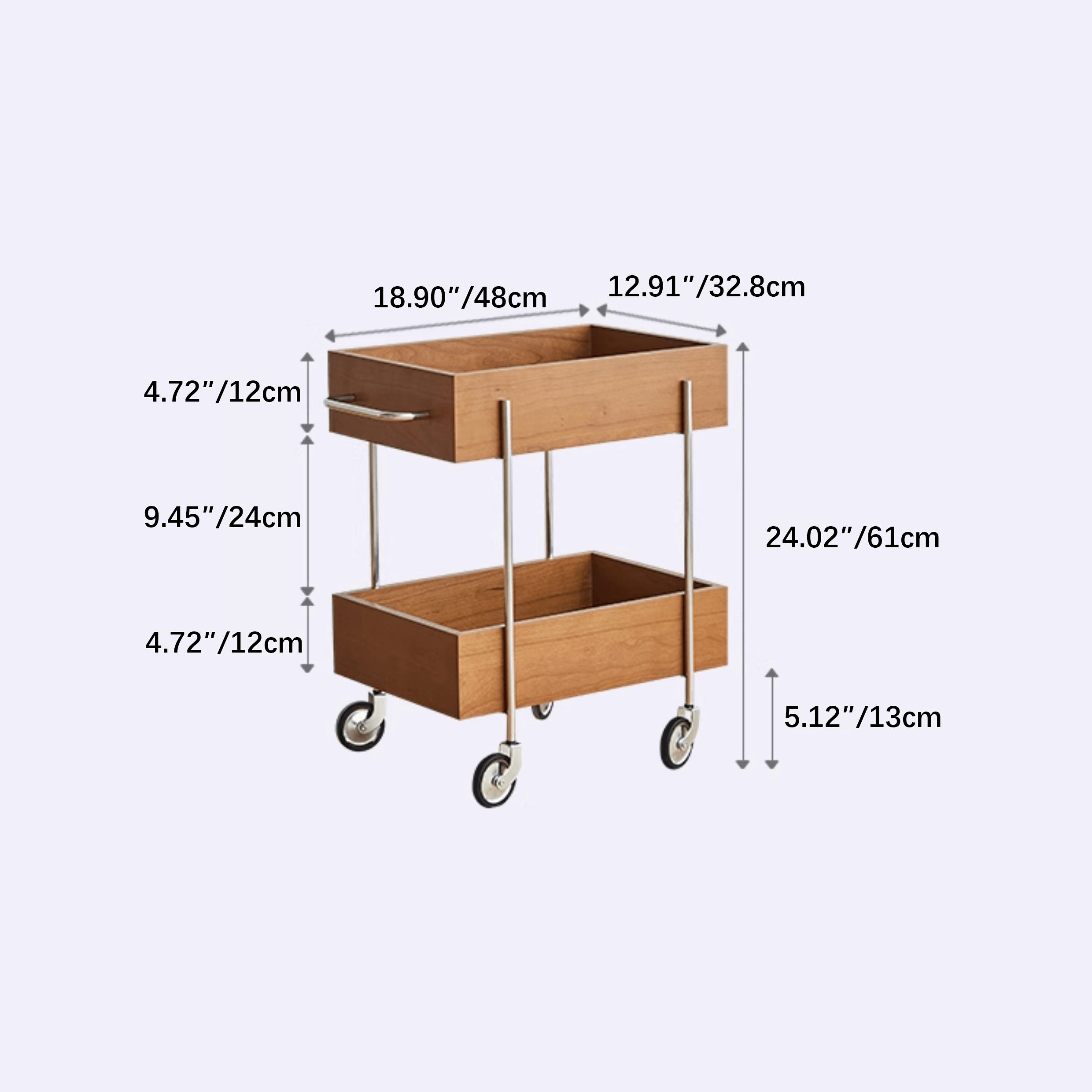 サイドワゴン 33×48cm キャスター付き 2段収納 ラック fmy-692