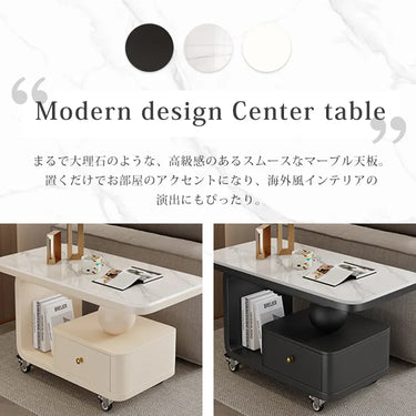 ローテーブル セラミック センターテーブル キャスター付き 大理石柄 リビングテーブル 幅80cm 90cm カフェテーブル fmzjj-6397