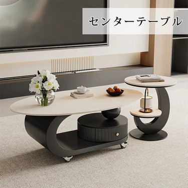ローテーブル セラミック センターテーブル おしゃれ 大理石柄 ソファテーブル 白 引き出し 収納 オシャレ fmzjj-6399